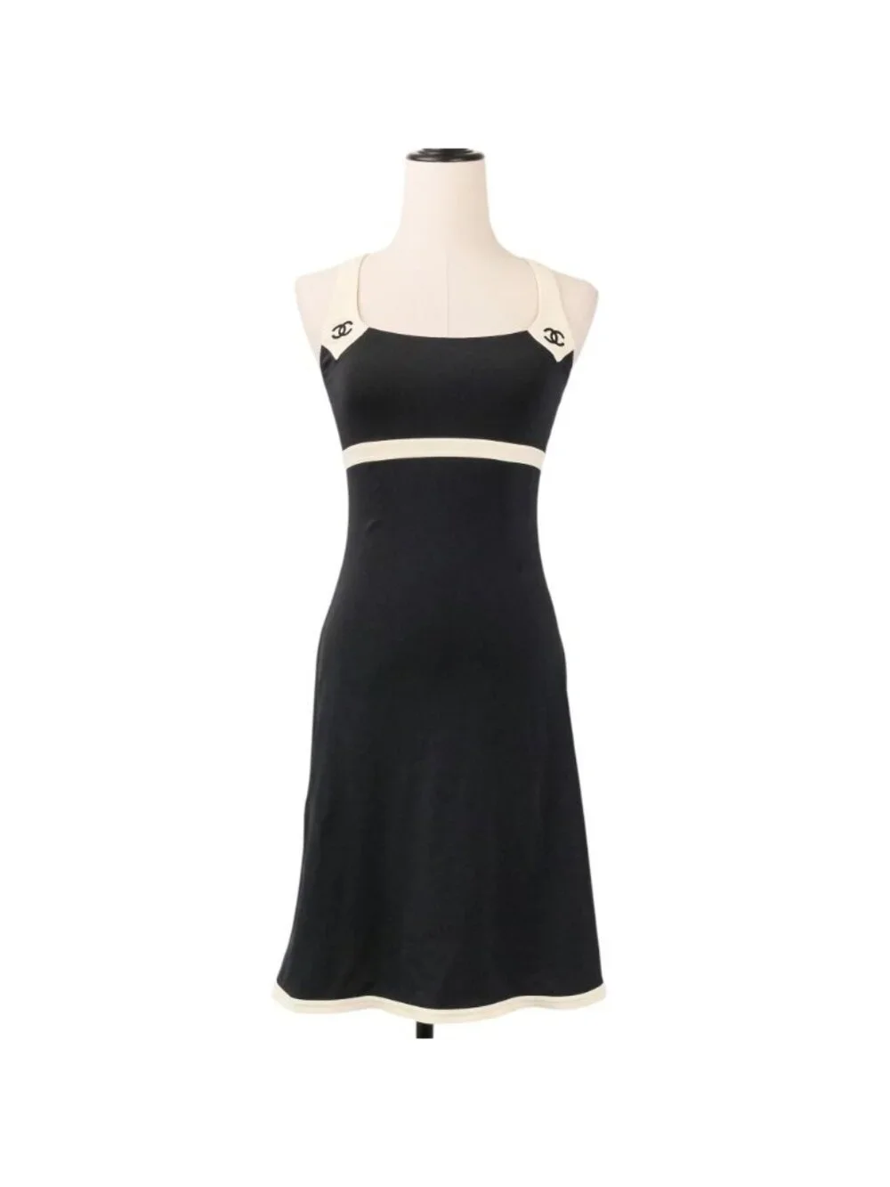 Chanel 96C Maillot Logo CC Sleeveless Dress Navy